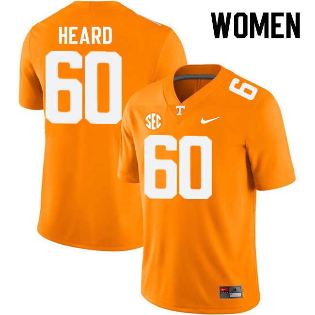 Women #60 Jeremias Heard Tennessee Volunteers College Football Jerseys Stitched-Orange